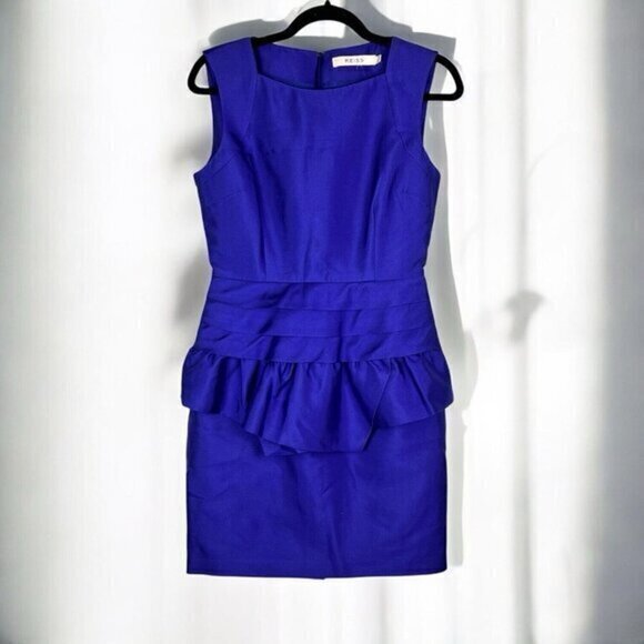 Reiss Blue Silk Wool Blend Square Neck Sleeveless Party/Cocktail Dress Size US 4 - Picture 1 of 10